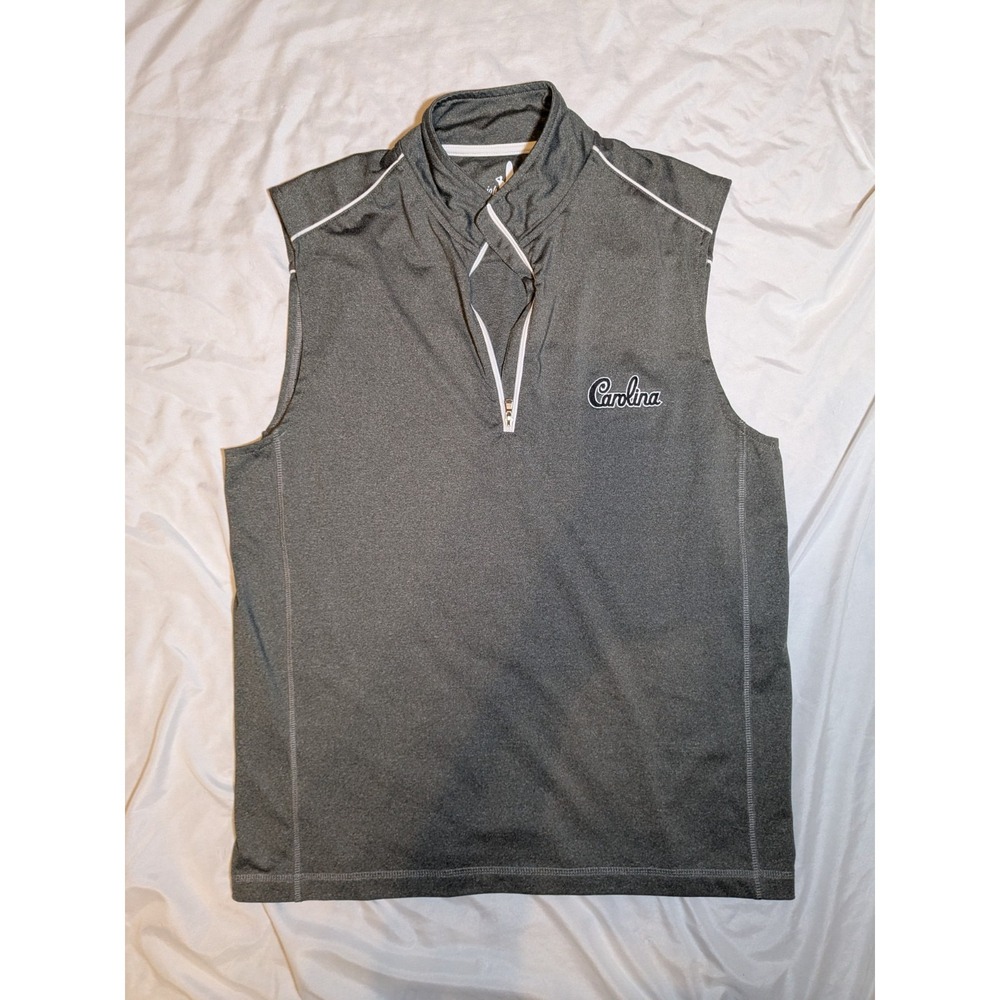 Johnnie O Gray, White, And Black 1/4 Zip Golf Vest With Carolina On Chest Size S